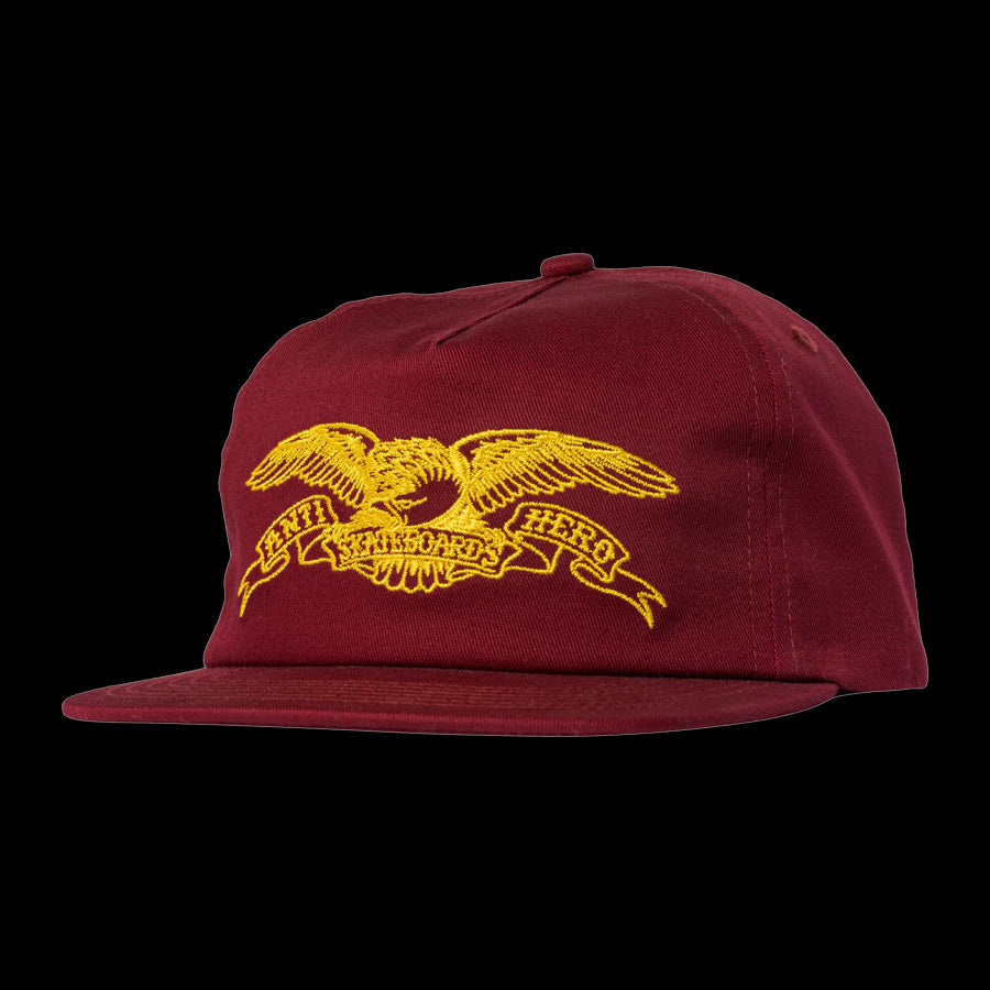 Antihero Basic Eagle Snapback Hat - Wine/Gold