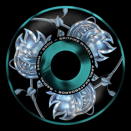 56mm Spitfire F4 99a SF x April Bighead Rose Radial Black/Blue Swirl