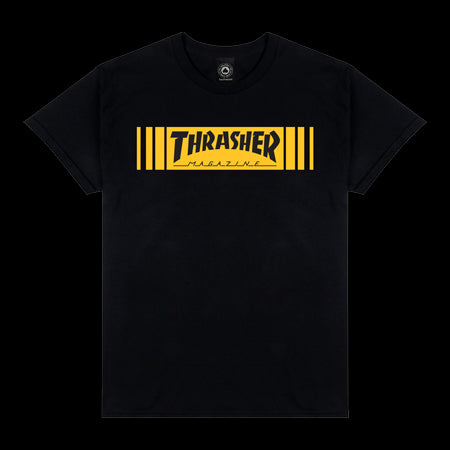 Thrasher Bar Logo T Shirt Black/Yellow