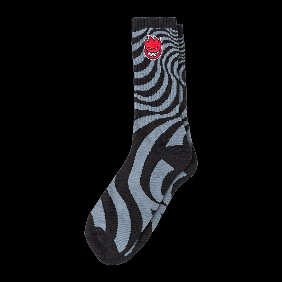 Spitfire Bighead Fill Embroidered Swirl Socks Black/Red/Charcoal
