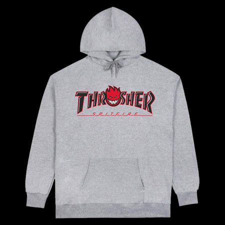 Thrasher X Spitfire Big Head Outline Hoodie - Ash Grey