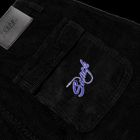 Snack Mic Check Corduroy Pants - Black