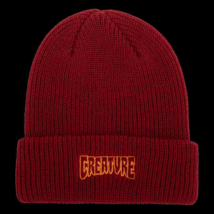 Creature Logo Outline Beanie Long Shoreman Hat Unisex - Dark Red