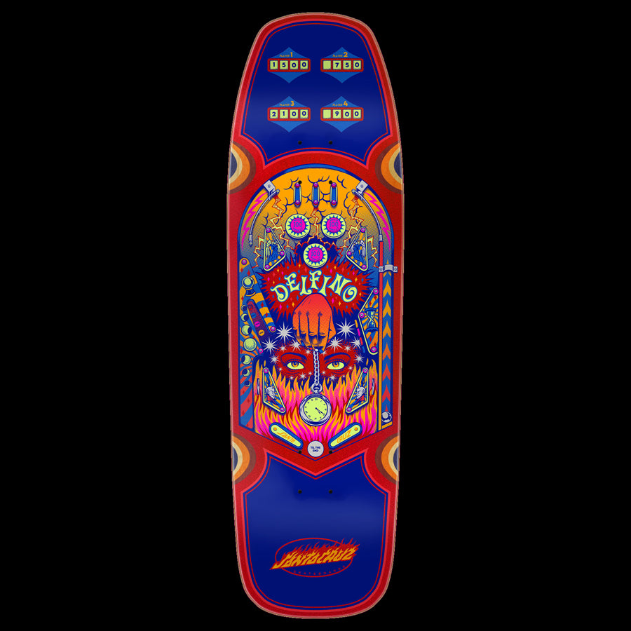 Delfino Pinball Pro Shaped Skateboard Deck 9.14in x 31.50in Santa Cruz