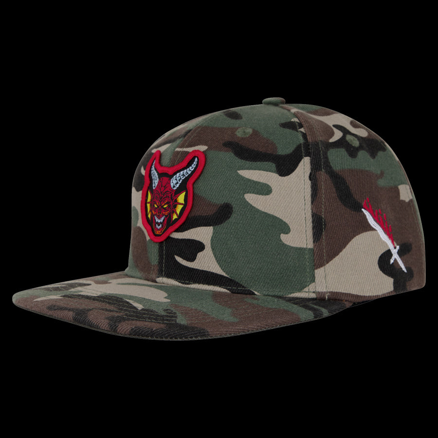 Stranger Things Hellfire Club Snapback Structured Hat Unisex Santa Cruz - Camo