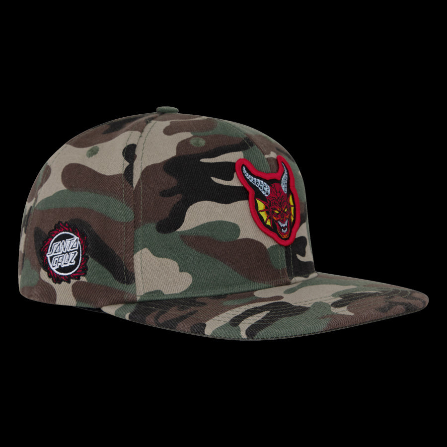 Stranger Things Hellfire Club Snapback Structured Hat Unisex Santa Cruz - Camo