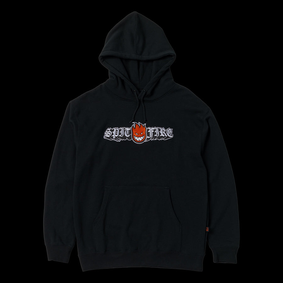 Spitfire Old English Bighead EMB Embroidered Hoodie - Black