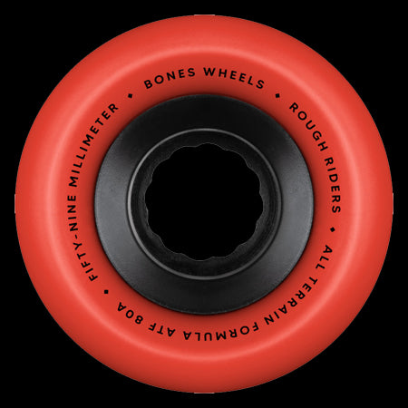 BONES WHEELS ATF Rough Rider Skateboard Wheels ROUGH RIDERS 59MM ALL-TERRAIN 80A RED 4PK