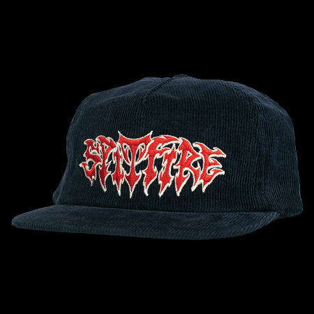Spitfire Demon Script Corduroy Snapback Hat Navy Unisex