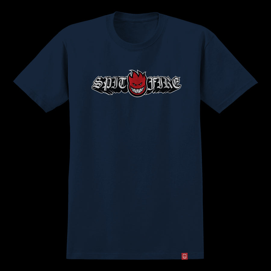 Spitfire Old E Drop Bighead Tee - True Navy w/ Red, Black & White Print