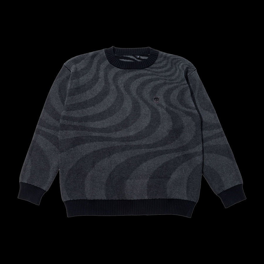 Spitfire Classic Swirl Bighead Fill EMB Sweater Black/Grey
