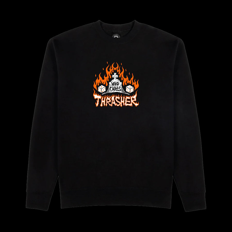 Thrasher "Who Cares?" Crewneck By Neckface - Black