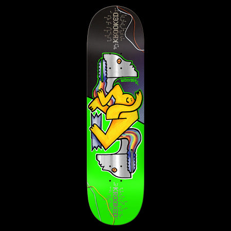 Krooked Worrest Neon Robot Twin Tail Slick Skateboard Deck 8.38